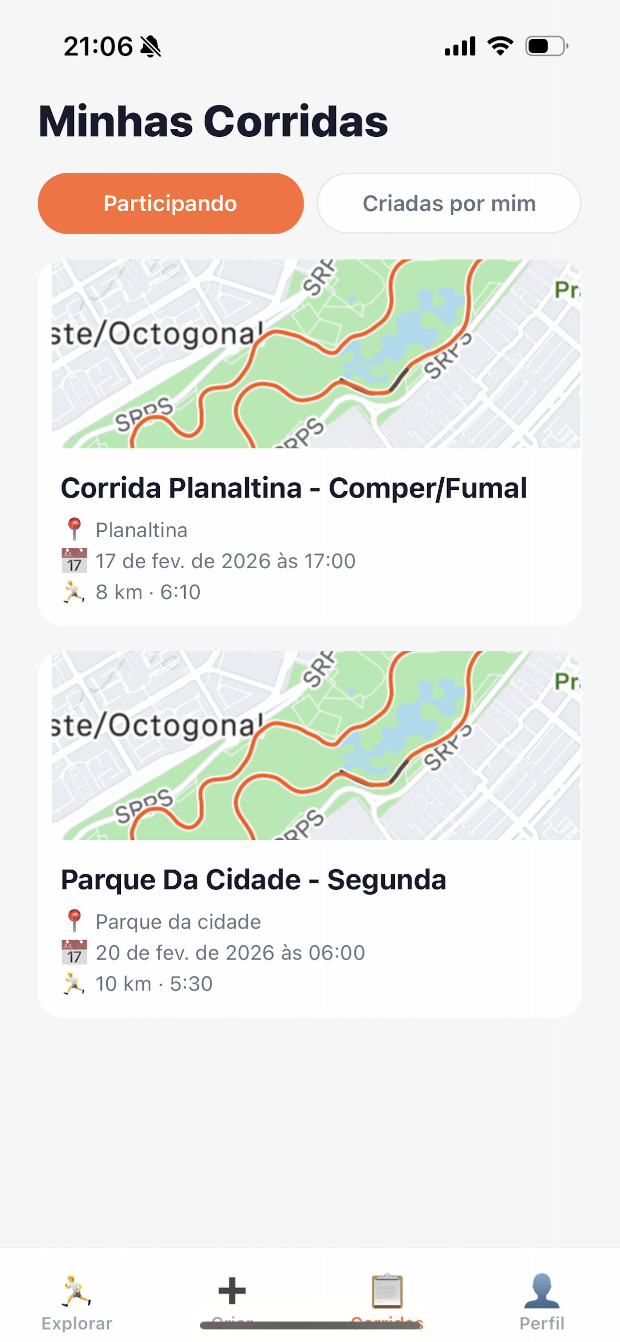 Tela de descoberta com swipe